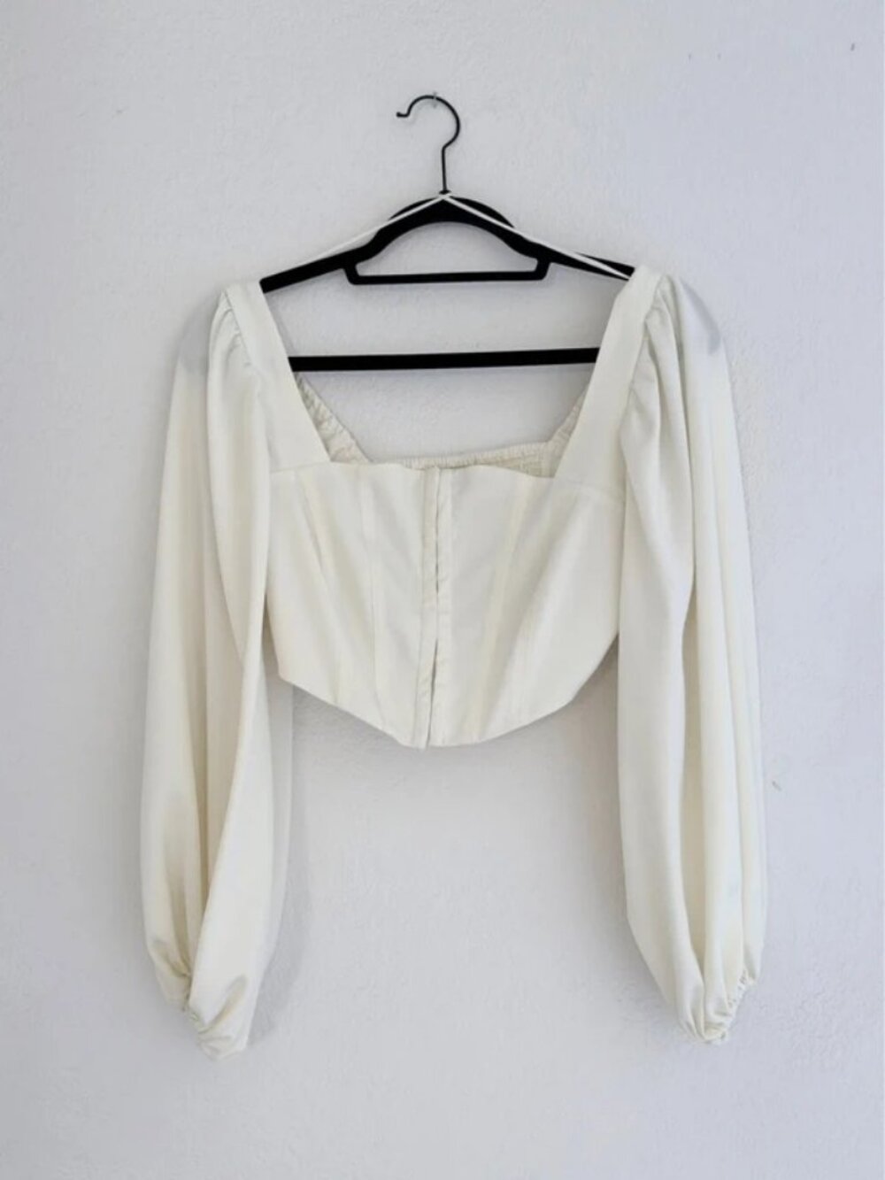 Urban Outfitters Ivory Corset Top | Long Sleeve Hook & Eye | Size S